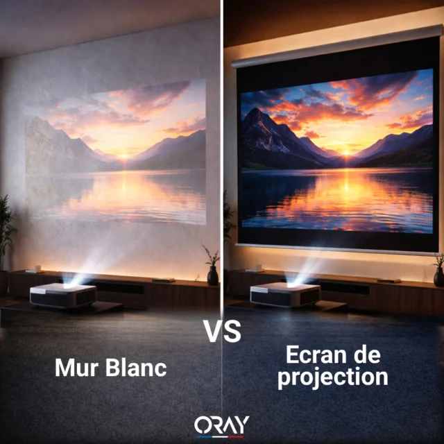 Mur blanc ou toile de projection ? Libérez tout le potentiel de votre vidéoprojecteur

Les vidéoprojecteurs nouvelle génération — plus lumineux, plus précis, notamment en UST (Ultra Courte Focale) — sont capables d’offrir une expérience visuelle spectaculaire, digne d’une salle de cinéma.

Mais sans une surface adaptée, vous n’en exploitez qu’une partie.

💡 Pourquoi une toile de projection fait la différence :

⚡ Une luminosité pleinement exploitée
Un mur blanc diffuse la lumière de manière irrégulière.
Une toile est conçue pour la diriger et l’optimiser, afin de restituer toute potentiel du vidéoprojecteur.

🖤 Des contrastes qui prennent vie
Sur un mur, les noirs s’éclaircissent, les détails s’effacent.
Une toile donne de la profondeur, du relief… et transforme l’image en véritable expérience visuelle.

🔍 Une précision au millimètre — indispensable en UST
Les projecteurs haute définition, et plus encore les UST, ne pardonnent rien :
la moindre imperfection du mur devient visible.
Avec leur angle de projection ultra court, les UST exigent une surface parfaitement plane.

👉 sur un mur blanc :
• la lumière est diffusée dans toutes les directions → perte de contraste
• les moindres défauts deviennent visibles
• l’image peut présenter des zones floues ou une luminosité inégale

👉 Une toile (et en particulier un écran tendu) garantit :
• une surface parfaitement lisse
• une uniformité de l’image
• un rendu optimisé pour les projections UST

🎯Le bon support fait toute la différence
Un projecteur performant mérite une surface à la hauteur de ses capacités.

👉 Un mur affiche une image. Une toile de projection la révèle.

#Oray #HomeCinema #Projection #Audiovisuel #InstallationPro #VideoProjecteur #CinemaMaison #Innovation #MadeInFrance